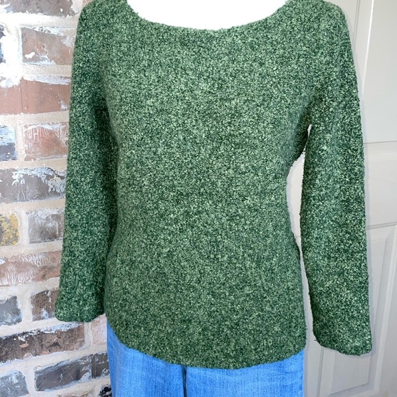 Josephine Chaus Green Wool Blend Slubbed Knit Sweater Textured Boucle Marled - Picture 9 of 10